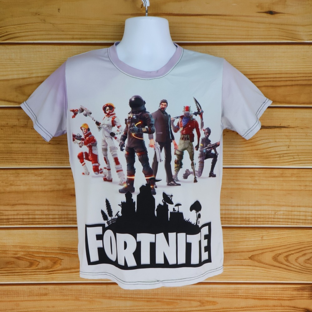 Fortnight Activewear Stretch T-Shirt Womens Sz Mβ White Multicolor Graphic Print